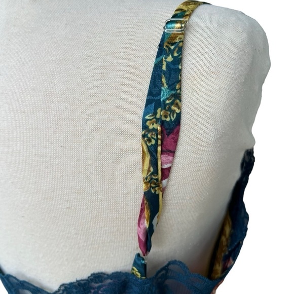 Vintage Victoria’s Secret Gold Label Floral Lace Chemise Slip Nightie Teal Med - Picture 13 of 15